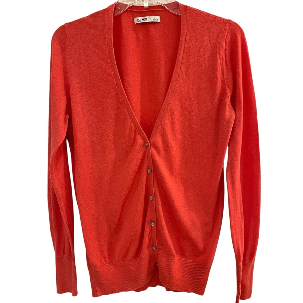 Old Navy lightweight cotton cardigan. Orange/coral. Women’s size Medium.